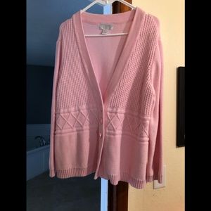 CJBanks pink knit cardigan sweater